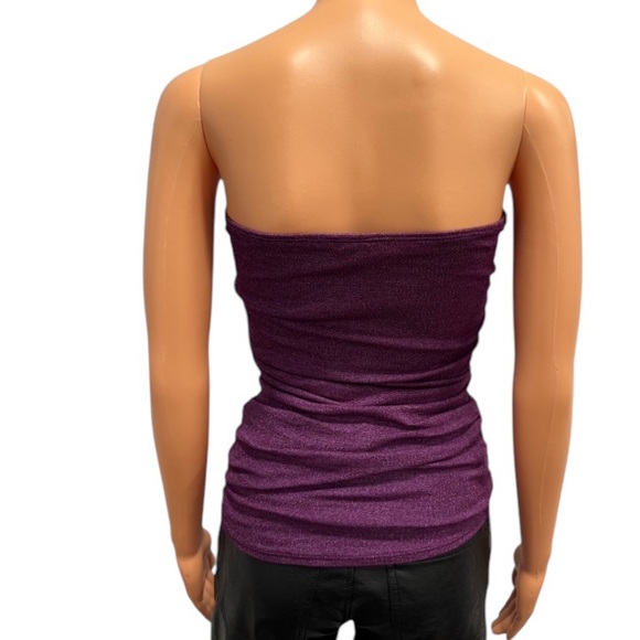 MICHAEL STARS Vintage Y2K Sparkly Sexy Ruched Purple Stretchy Tube Top OSFM - Picture 5 of 8